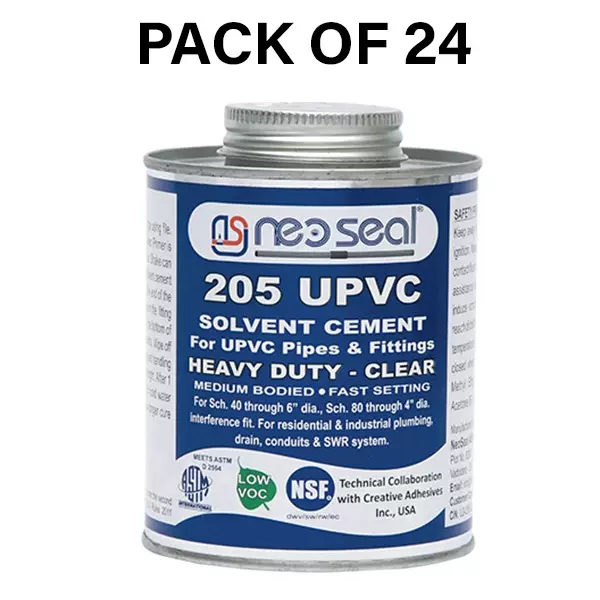 NeoSeal UPVC Nsf Heavy Duty Solvent Cement Clear Grade-205 Tin 118 ml (Pack of 24)