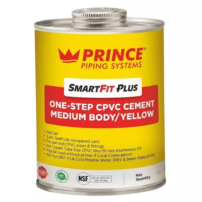 Prince SmartFit Plus Series 59 ml CPVC Solvent Cement Yellow Color Liquid Form in Tin Packaging, IT107886