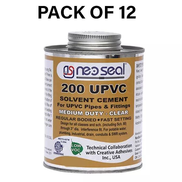 NeoSeal UPVC Medium Duty Solvent Cement Clear Grade-200 Tin 473 ml (Pack of 12)