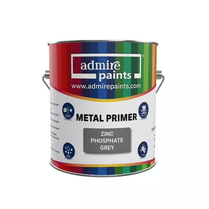ADMIRE PAINTS Metal Primer Matt Finish Acrylic Type 1 L Zinc Phosphate Grey