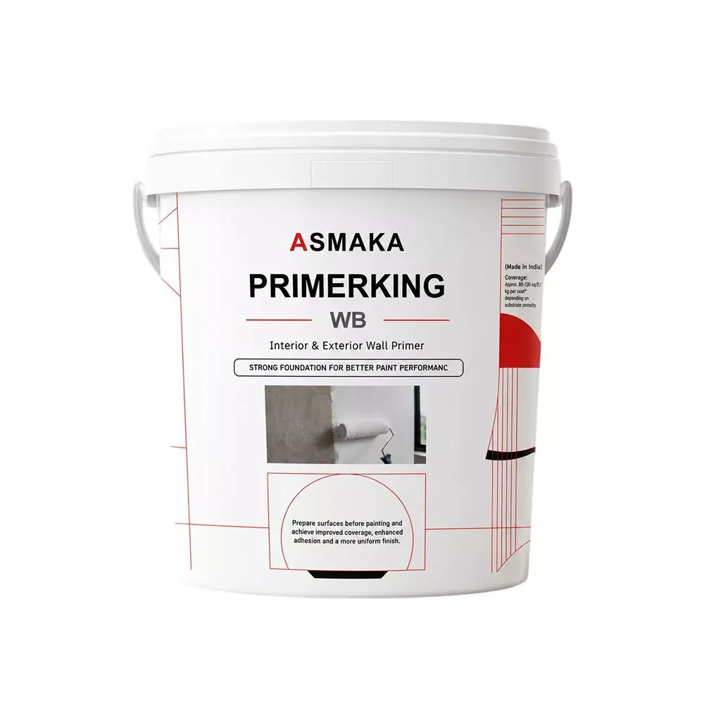 Asmaka Wall Primer 5 L Bucket Liquid Smooth Finish for Interior and Exterior Walls, Primerking WB