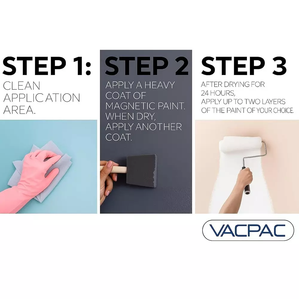 VAC PAC Premium Magnetic Primer Paint 1 L Dark Grey for DIY & Professional Use (Pack of 2)