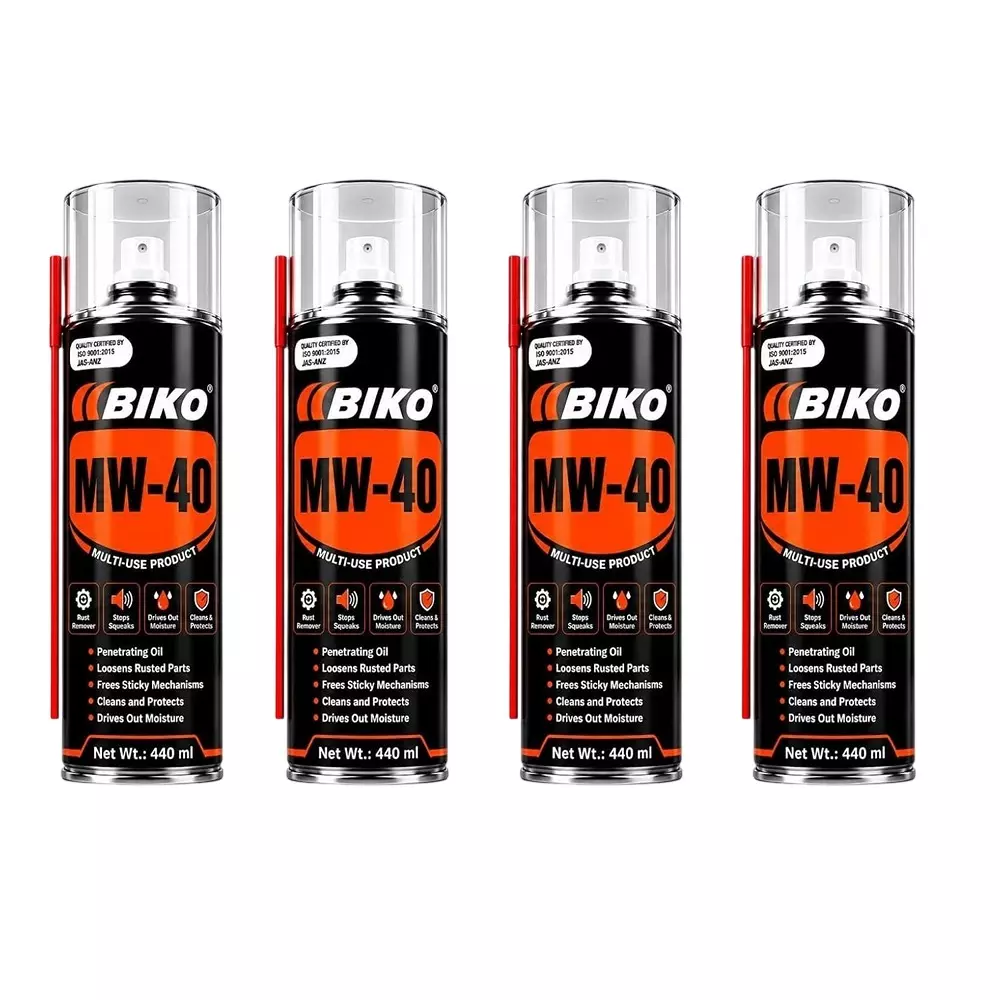 BIKO Multi-Purpose Anti-Rust Spray 440 ml Liquid Can for Metal Parts, MW-40 (Pack of 4 Pcs)