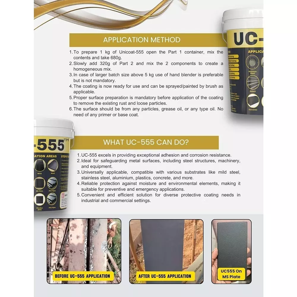 IQSolv UC-555 Rustproof Chemical with VOC Free 5 Kg Bucket Liquid Silver for Interior & Exterior