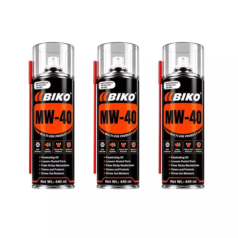 BIKO Multi-Purpose Anti-Rust Spray 440 ml Liquid Can for Metal Parts, MW-40 (Pack of 3 Pcs)