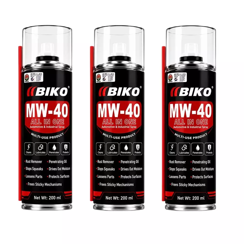 BIKO Multi-Purpose Anti-Rust Spray 200 ml Liquid Can for Metal Parts, MW-40 (Pack of 3 Pcs)