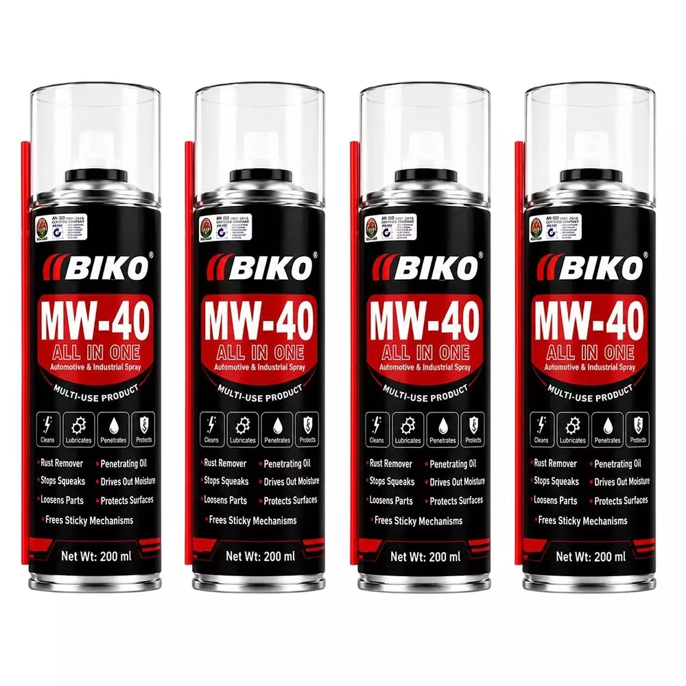 BIKO Multi-Purpose Anti-Rust Spray 200 ml Liquid Can for Metal Parts, MW-40 (Pack of 4 Pcs)