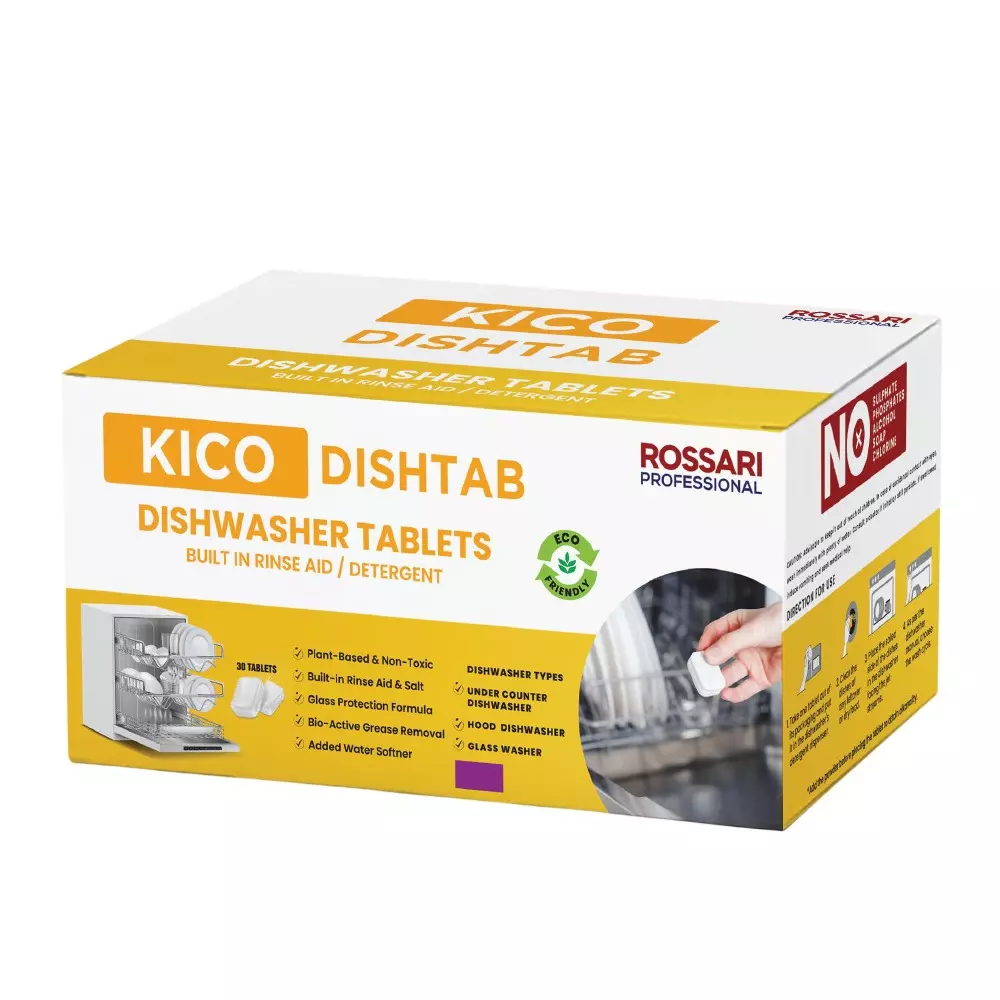 Kico Dishtab With Alkalinity Powder Dishwashing 30 Tablet Box Fresh Fragrance for Kitchen, Home & Hotels Use