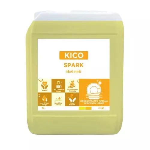 Kico Spark Manual Dish Wash Cleaner 5 L Capacity Can Liquid Form Lemon Fragrance for Kitchen, Home & Hotels Use