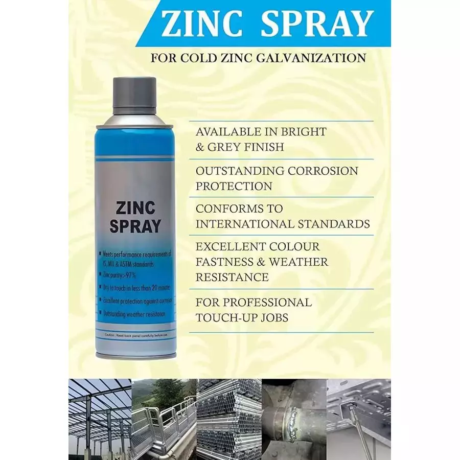 GENERIC Zinc Spray 500 ml Bright Finish (Pack of 2 Pcs)