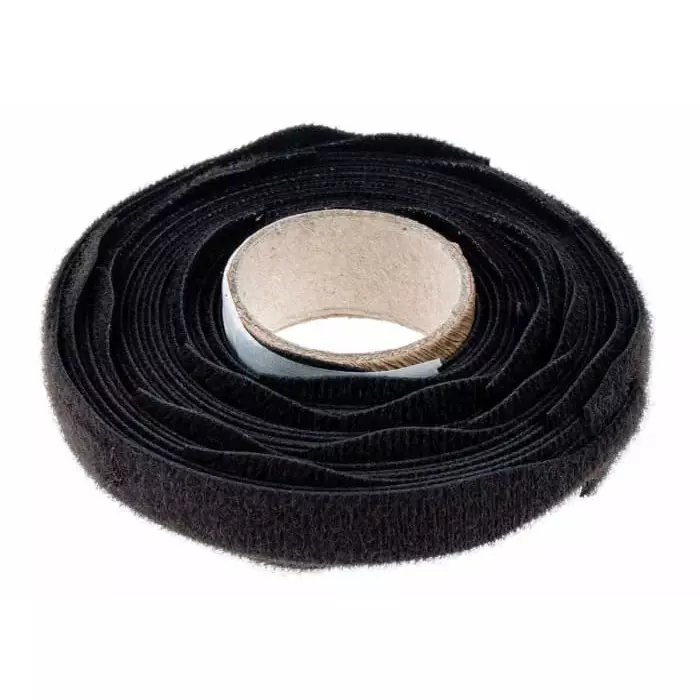 RS PROSelf Engaging Black Hook Loop Tape 20 mm x 200 mm