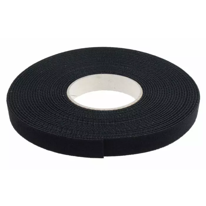 RS PRO Black Hook Loop Tape 20 mm x 10 m