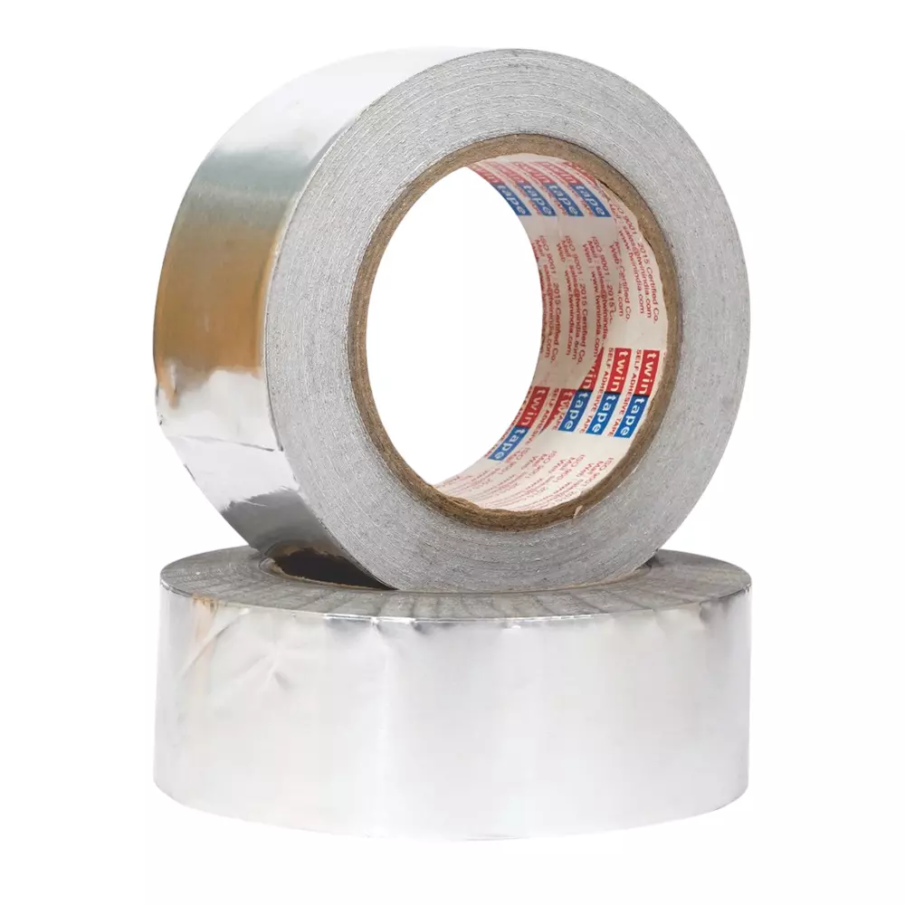 Twin Tech Aluminium Foil Tape Silver 48 mm x 50 m, #2227 (Pack of 36 Rolls)