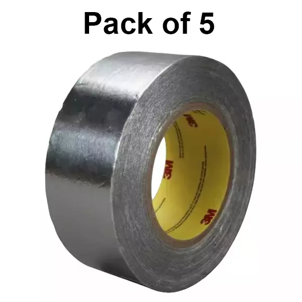 3M Silver Aluminium Foil Tape 50 mm Width 50 m Length for Industrial Use, A-432 (Pack of 5 Pcs)