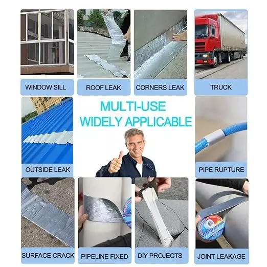 GENERIC Aluminium Butyl Tape 48 mm Width x 4 m Length Silver Color (Pack of 90)