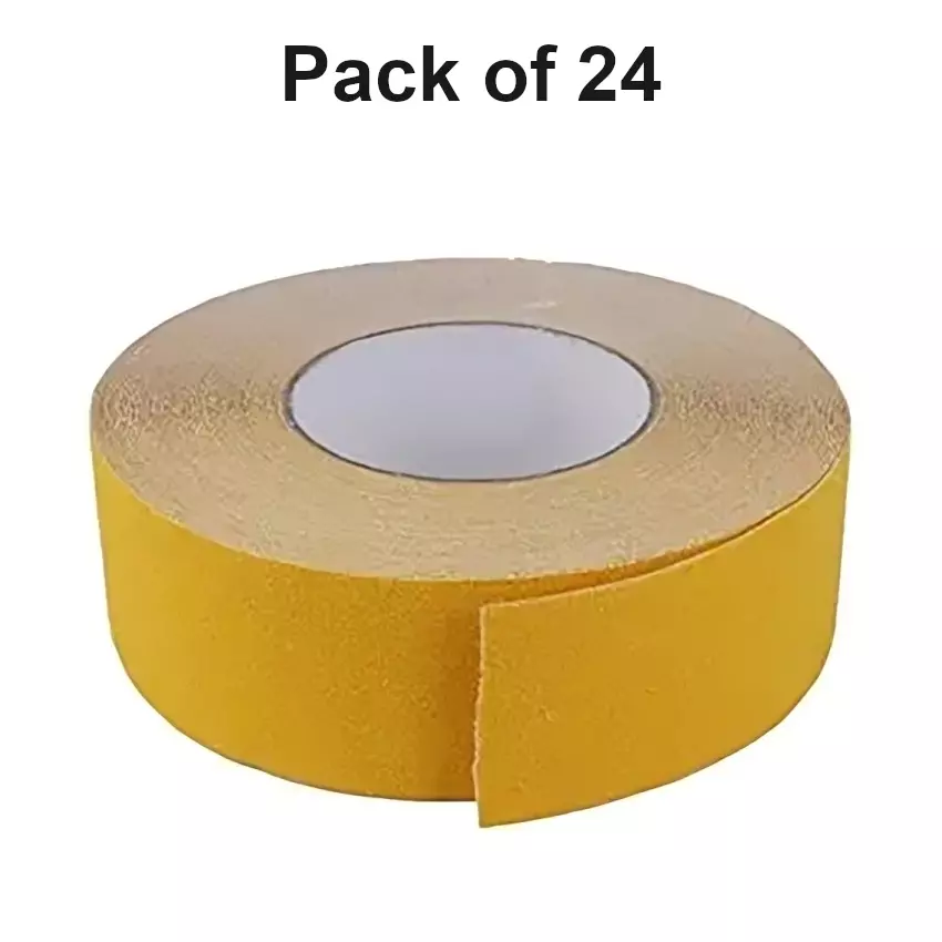 DC Anti Skid Tape 48 mm Width x 5 m Length, Yellow Color for Slippery Surfaces (Pack of 24)