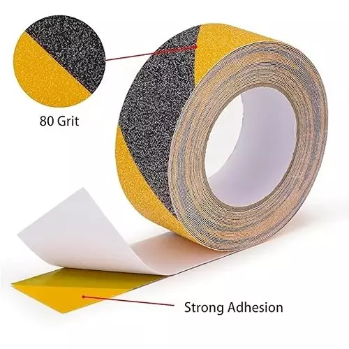 DC Anti Skid Tape 72 mm Width x 5 m Length, Yellow Black Color for Slippery Surfaces (Pack of 32)