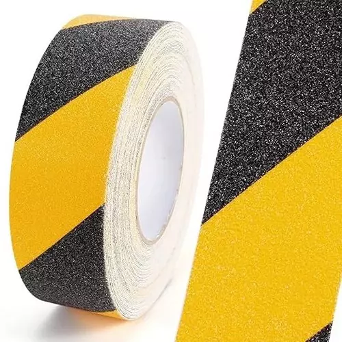 DC Anti Skid Tape 96 mm Width x 5 m Length, Yellow Black Color for Slippery Surfaces (Pack of 12)
