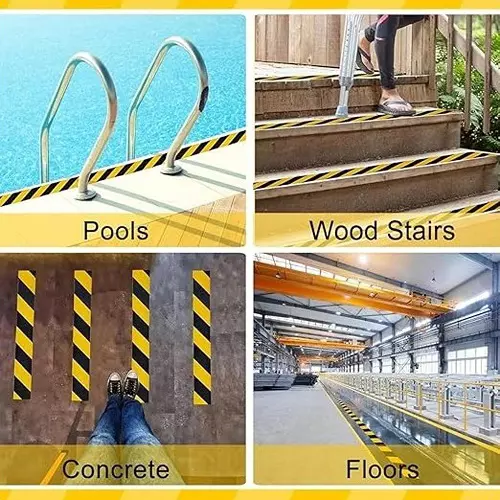 DC Anti Skid Tape 1.07 m (1070 mm) Width x 5 m Length, Yellow Black Color for Slippery Surfaces