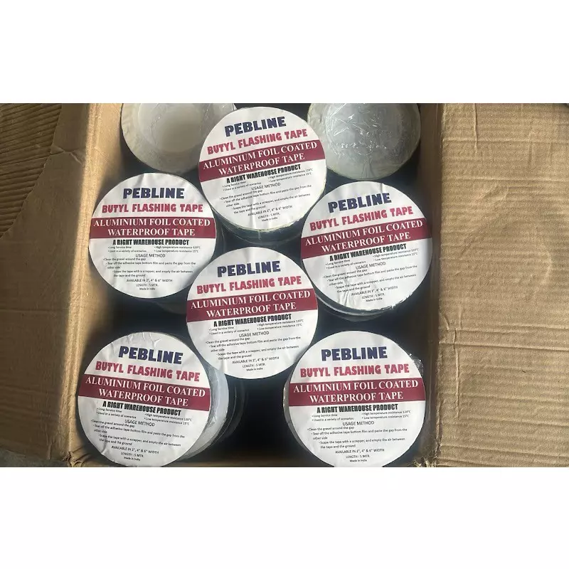 Pebline Butyl Flashing Aluminium Foil Coated Waterproof Tape Silver 100 mm x 5 m Length for Roofing, Window & Door Sealing, 3B