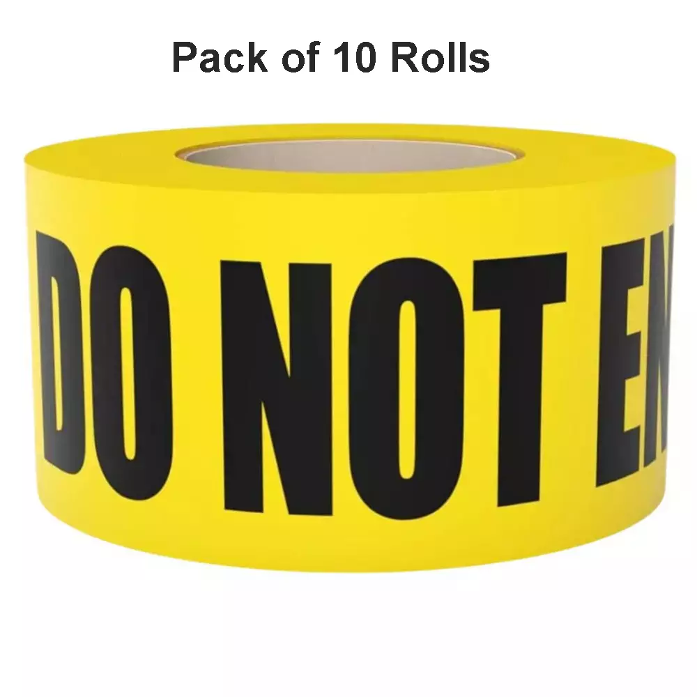 Singhal Do Not Enter Barricade Tape Roll 75 mmx300 m, Yellow (Pack of 10 Rolls)