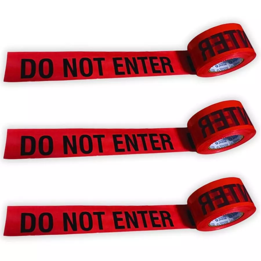 Singhal Do Not Enter Barricade Tape Roll 75 mmx300 m, Red (Pack of 5 Rolls)