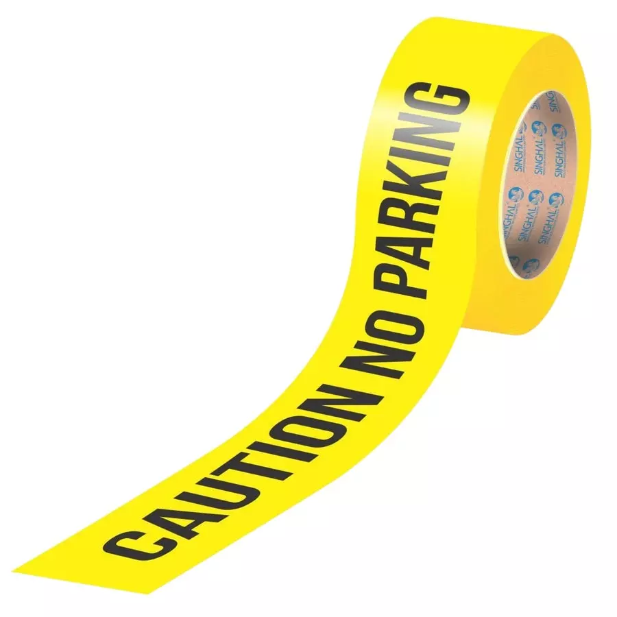 Singhal Caution No Parking Barricade Tape Roll 75 mmx300 m, Yellow (Pack of 20 Rolls)