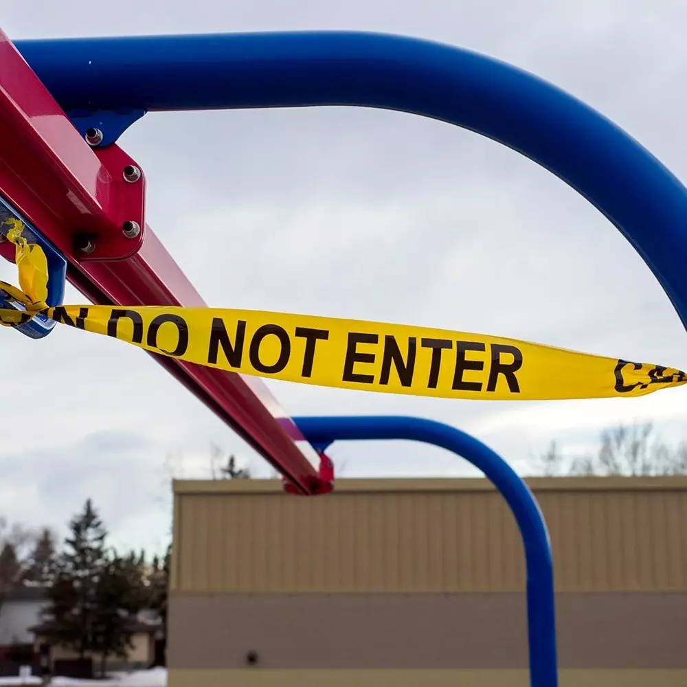 Singhal Do Not Enter Barricade Tape Roll 75 mmx300 m, Yellow (Pack of 5 Rolls)