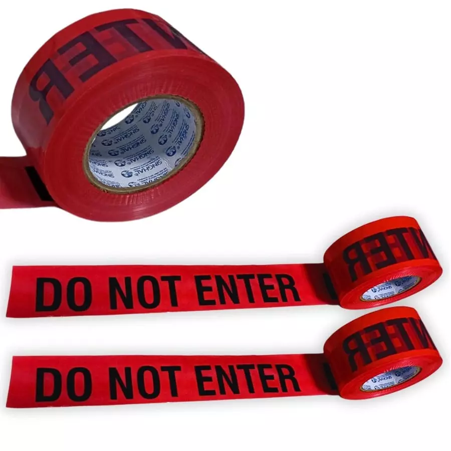 Singhal Do Not Enter Barricade Tape Roll 75 mmx300 m, Red (Pack of 10 Rolls)
