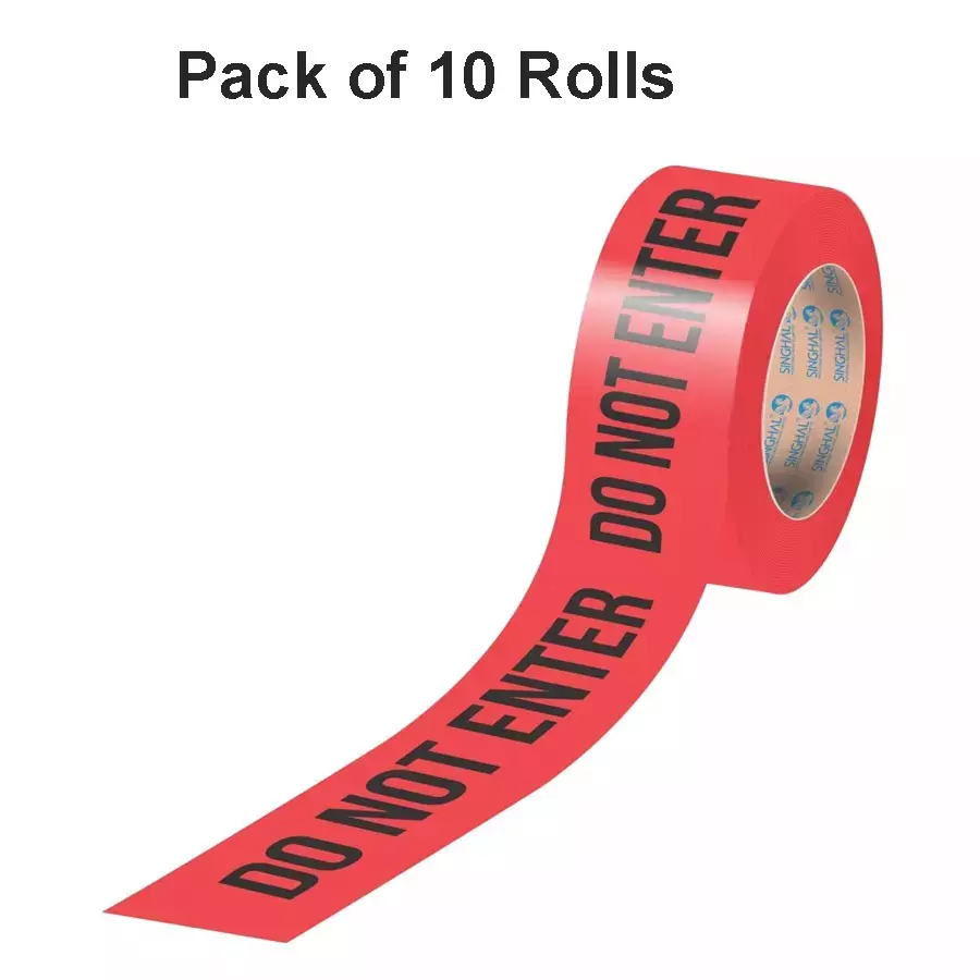Singhal Do Not Enter Barricade Tape Roll 75 mmx300 m, Red (Pack of 10 Rolls)