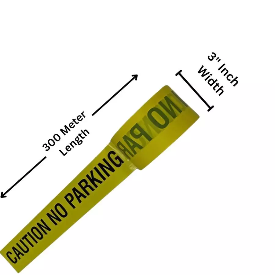 Singhal Caution No Parking Barricade Tape Roll 75 mmx300 m, Yellow