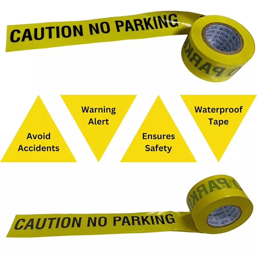 Singhal Caution No Parking Barricade Tape Roll 75 mmx300 m, Yellow