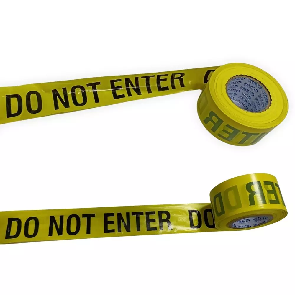 Singhal Do Not Enter Barricade Tape Roll 75 mmx300 m, Yellow (Pack of 20 Rolls)