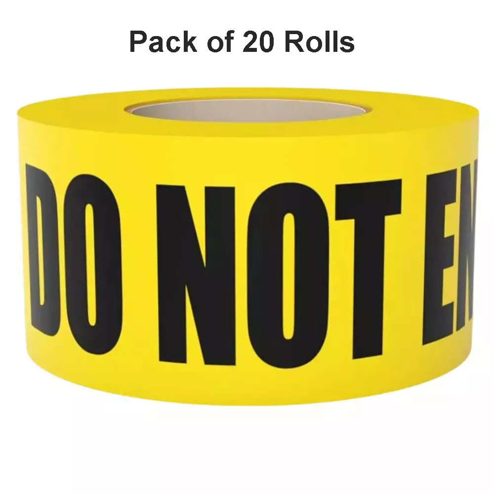 Singhal Do Not Enter Barricade Tape Roll 75 mmx300 m, Yellow (Pack of 20 Rolls)