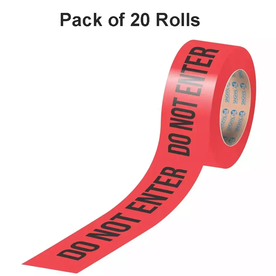Singhal Do Not Enter Barricade Tape Roll 75 mmx300 m, Red (Pack of 20 Rolls)