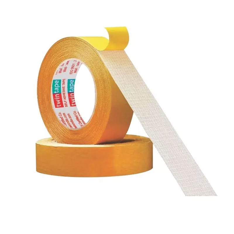 Twin Tech Double Sided Cloth Tape Yellow 24 mm x 20 m, #2224 (Pack of 36 Rolls)