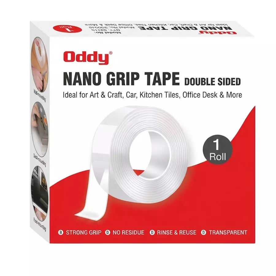 Oddy Double Sided Nano Grip Tape White 30 mm Width 2.75 m Length PU Gel, NGT-01