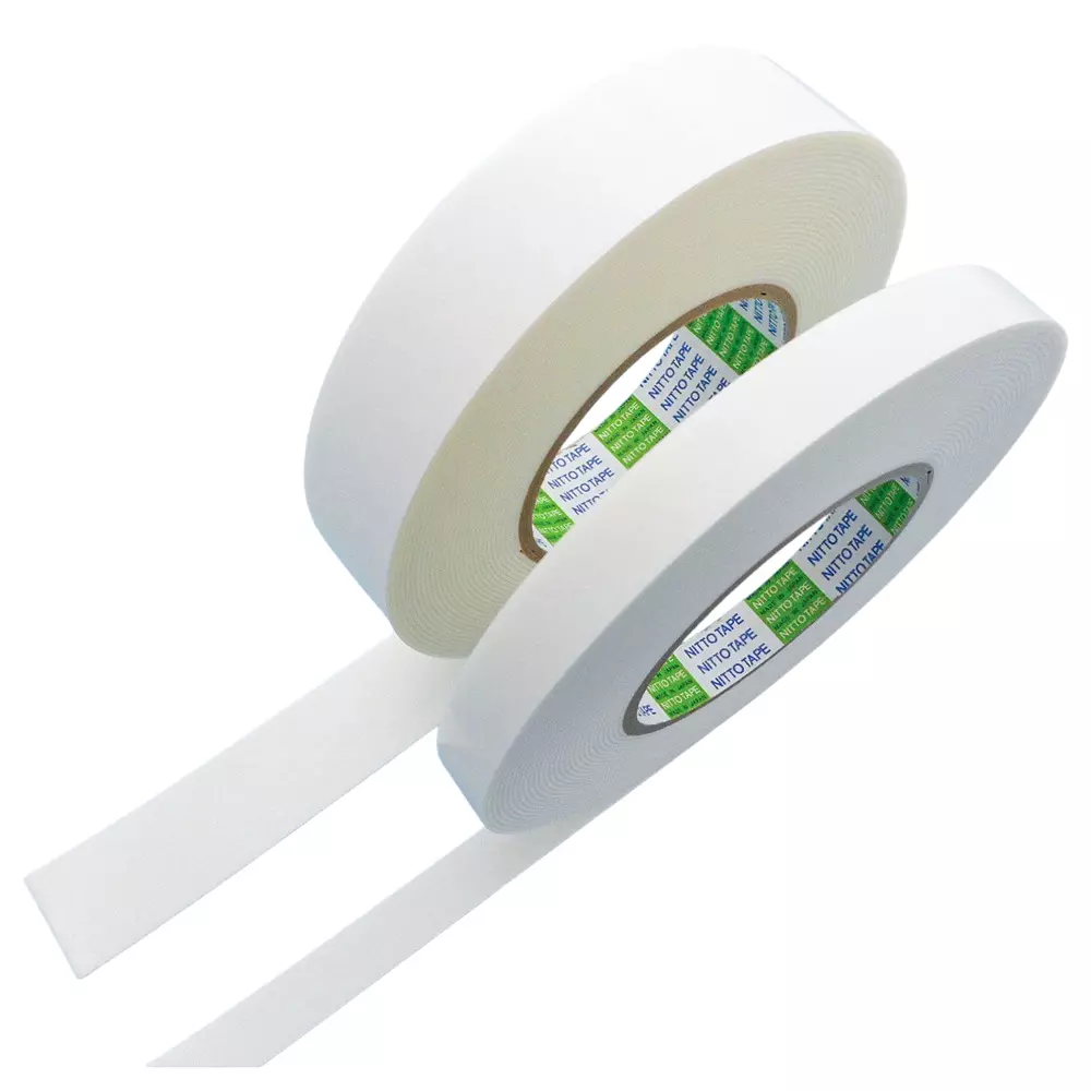 Nitto Denko Double Sided Adhesive Tape 30 mmx10 m White, 89818873