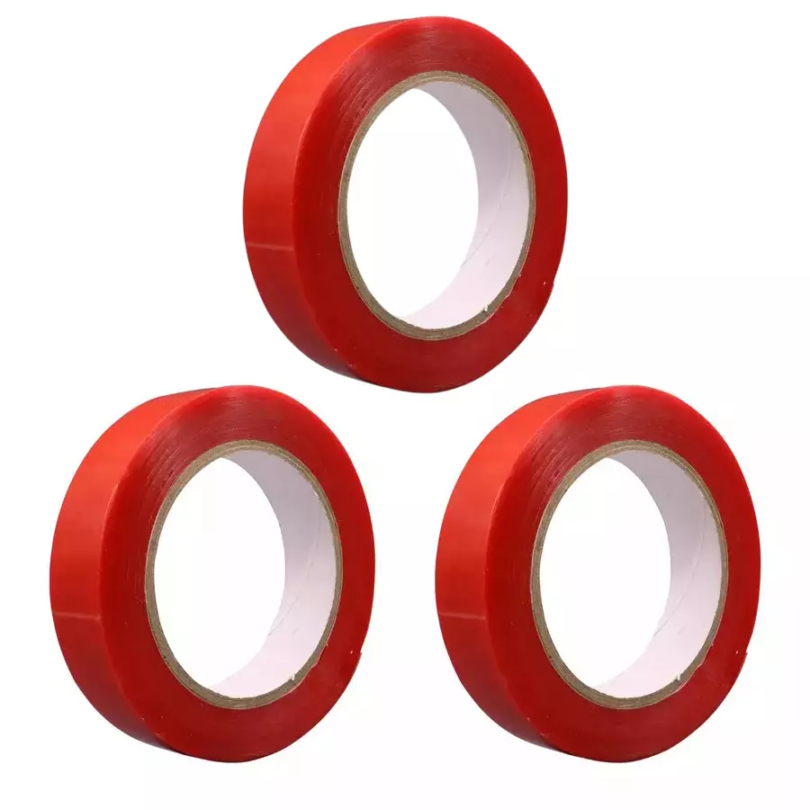 AIPL RP 24 mm Red & Transparent Double Sided Tape (Set of 3 pcs)
