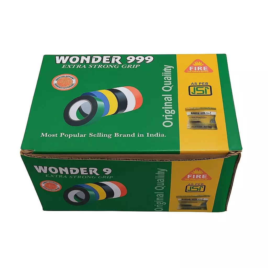 Wonder 999 Black 3/4 inch x 7 m Self Adhesive PVC Electrical Insulation Tape (Pack of 30)