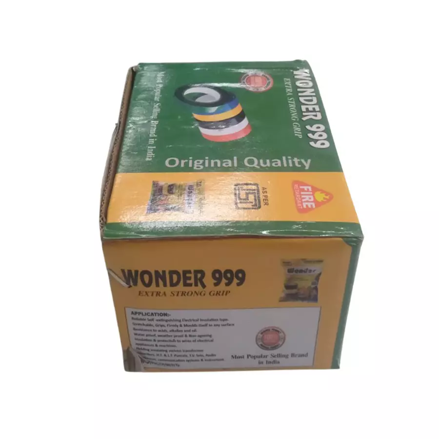 Wonder 999 Black 3/4 inch x 7 m Self Adhesive PVC Electrical Insulation Tape (Pack of 30)