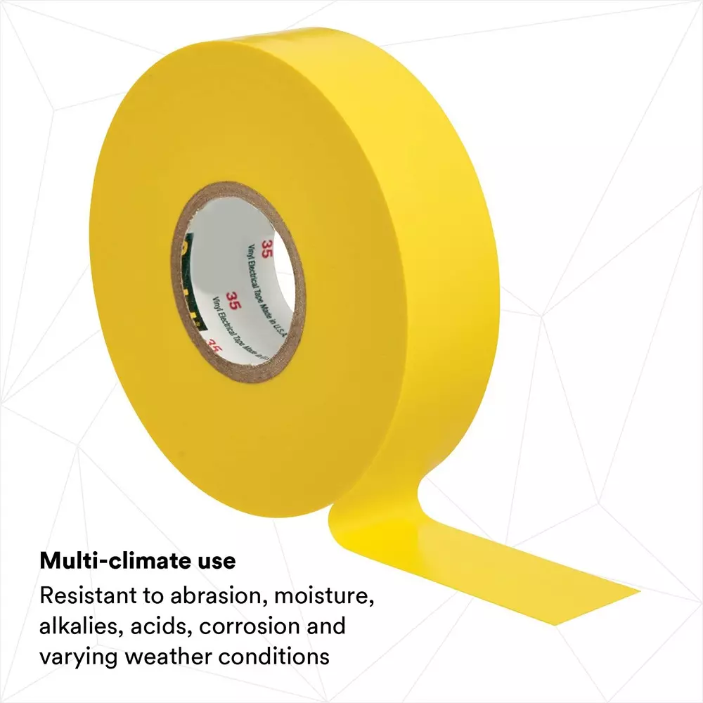 3M Electrical Tape 19 mm x 20 m Vinyl Backing Material ‎75 PSI Yellow