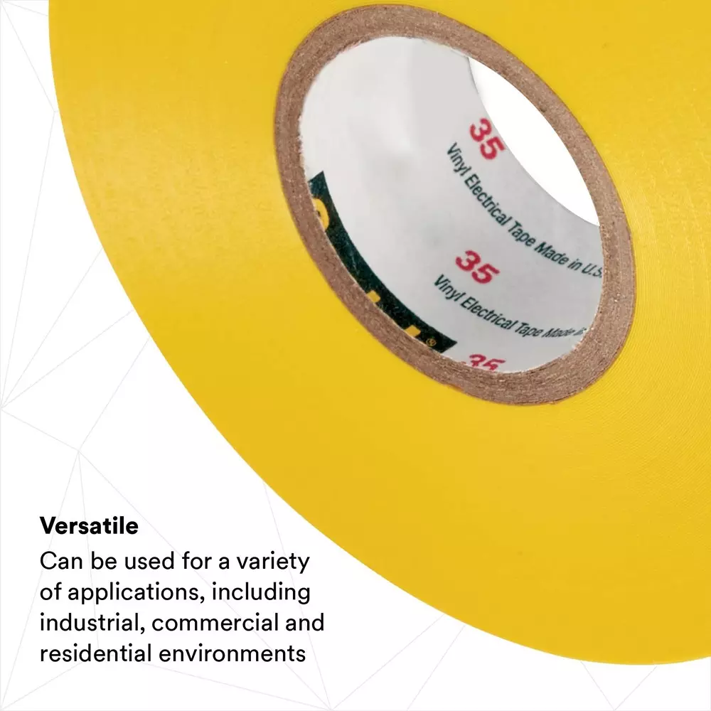 3M Electrical Tape 19 mm x 20 m Vinyl Backing Material ‎75 PSI Yellow