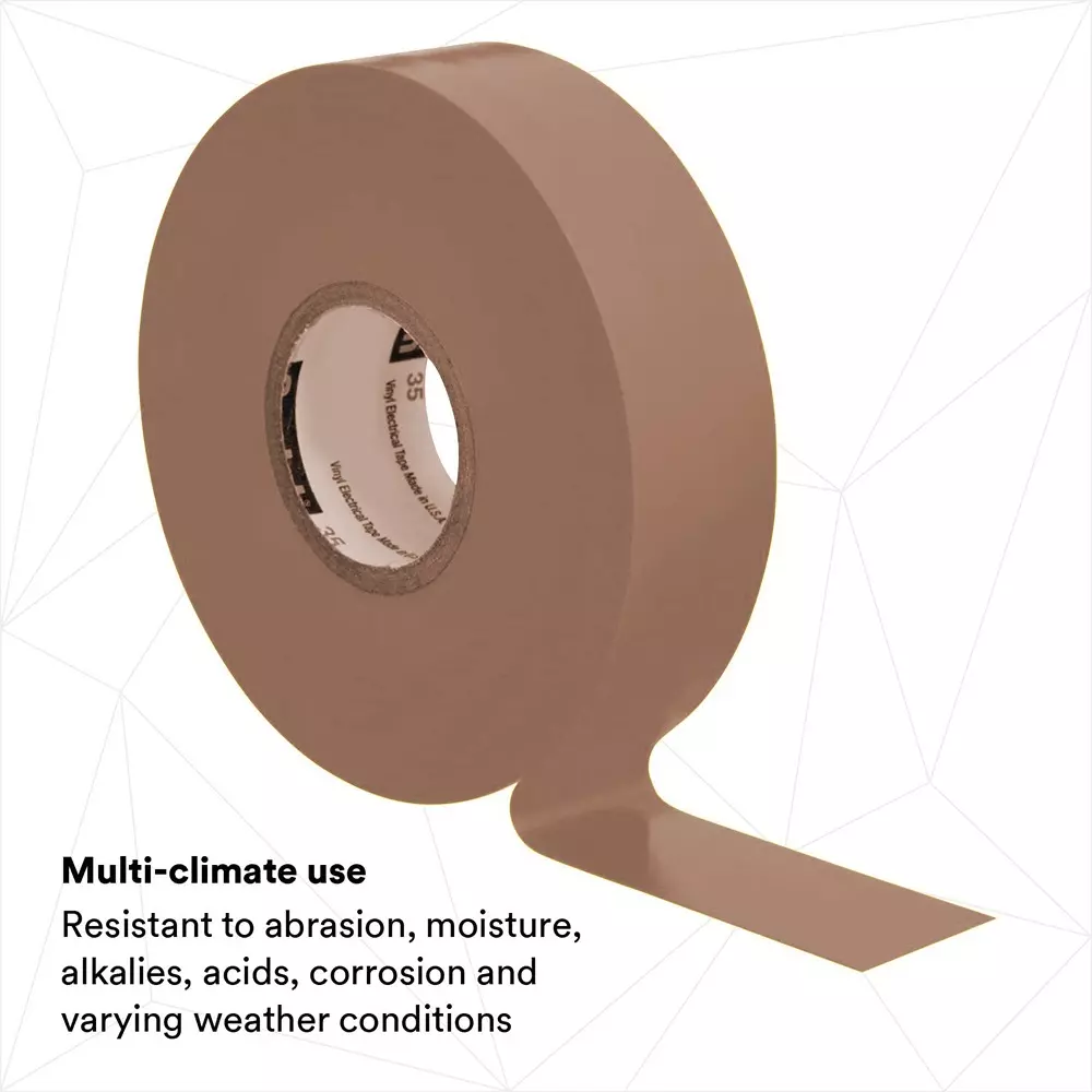 3M Electrical Tape 19 mm x 20 m Vinyl Backing Material ‎75 PSI Brown