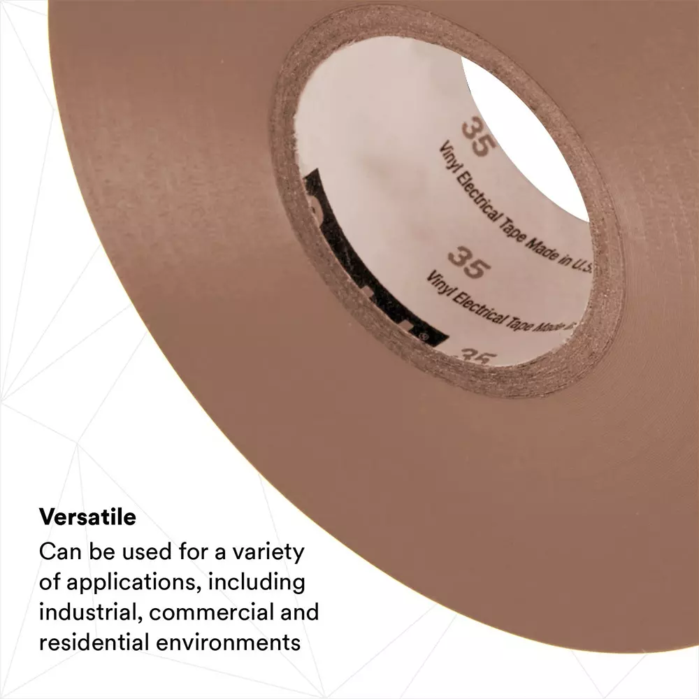3M Electrical Tape 19 mm x 20 m Vinyl Backing Material ‎75 PSI Brown