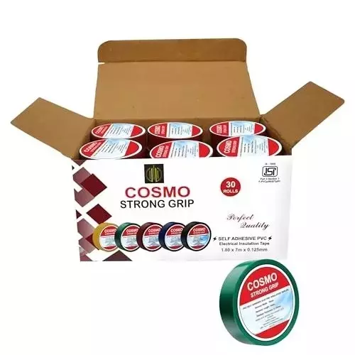 FORUS PVC Insulation Electrical Tape 7 m Length 18 mm Width Green (Pack of 30)