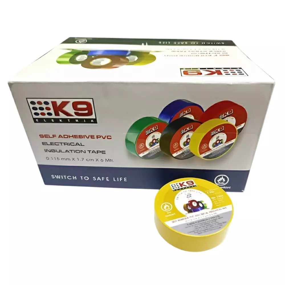 K9 Euro Electric Tape PVC Yellow, 9671Y (Pack of 30)