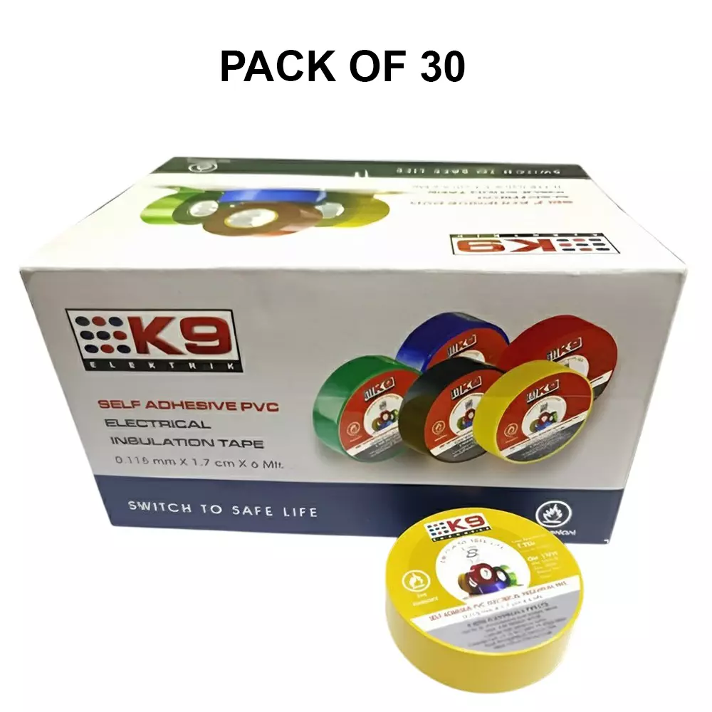 K9 Euro Electric Tape PVC Yellow, 9671Y (Pack of 30)