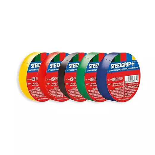 Steelgrip Insulation Tape Length 6 m Assorted Color PVC Backing Material for Insulating Open Electrical Wire Joints (Pack of 480)