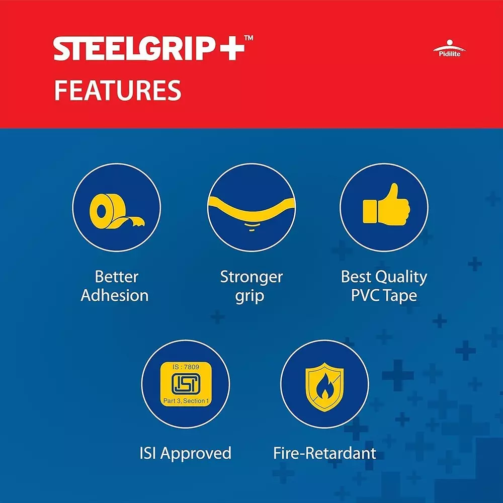Steelgrip Insulation Tape Length 20 m Assorted Color PVC Backing Material for Insulating Open Electrical Wire Joints (Pack of 240)